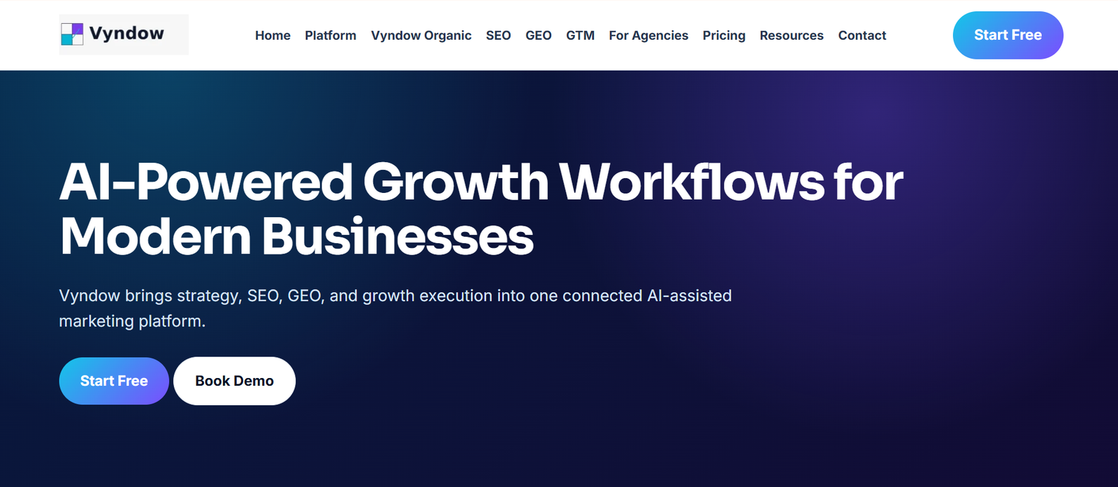 Vyndow platform desktop preview