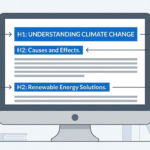 Readers skimming content with clear H1 and H2 tags