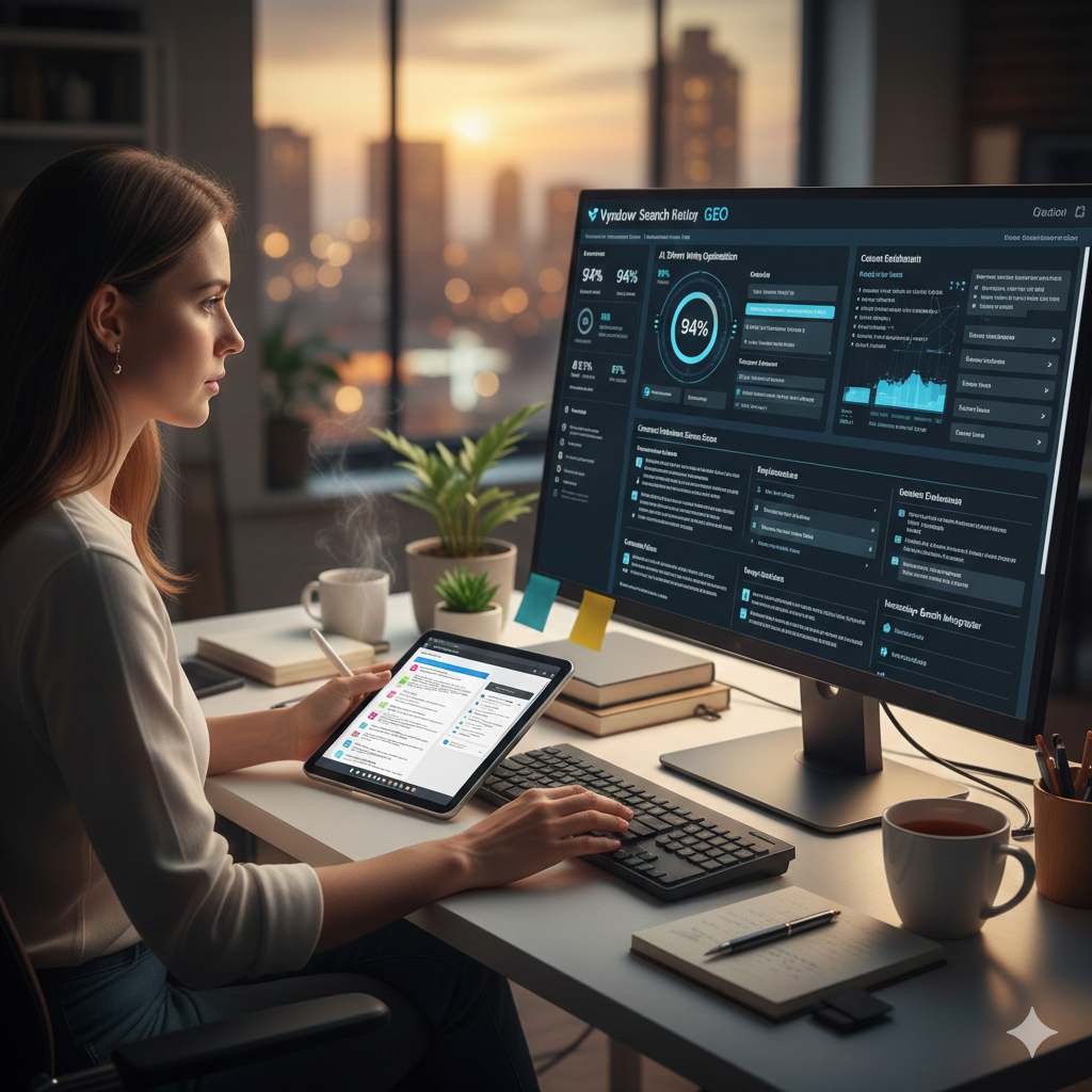 Marketer conducting a GEO Audit