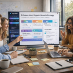 An illustration of a solo marketer working with Vyndow's AI-driven tools.
