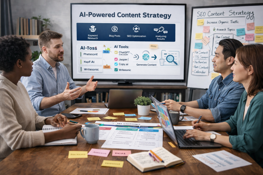 A detailed visual of a strategic content planning process, illustrating how Vyndow ensures content depth and SEO alignment.