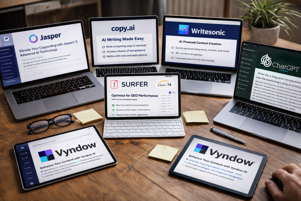 A side-by-side comparison of AI writing tools, highlighting key features and differences.