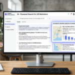 A digital interface displaying AI-driven search results with highlighted content blocks for GEO.