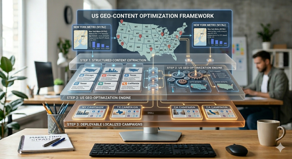 A visual representation of a content framework showing layered depth and structured extraction for GEO optimization.